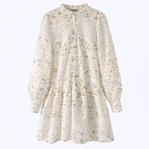 En Saison Lou Lou Lace Mini Dress Cream Floral Cottagecore Size M
